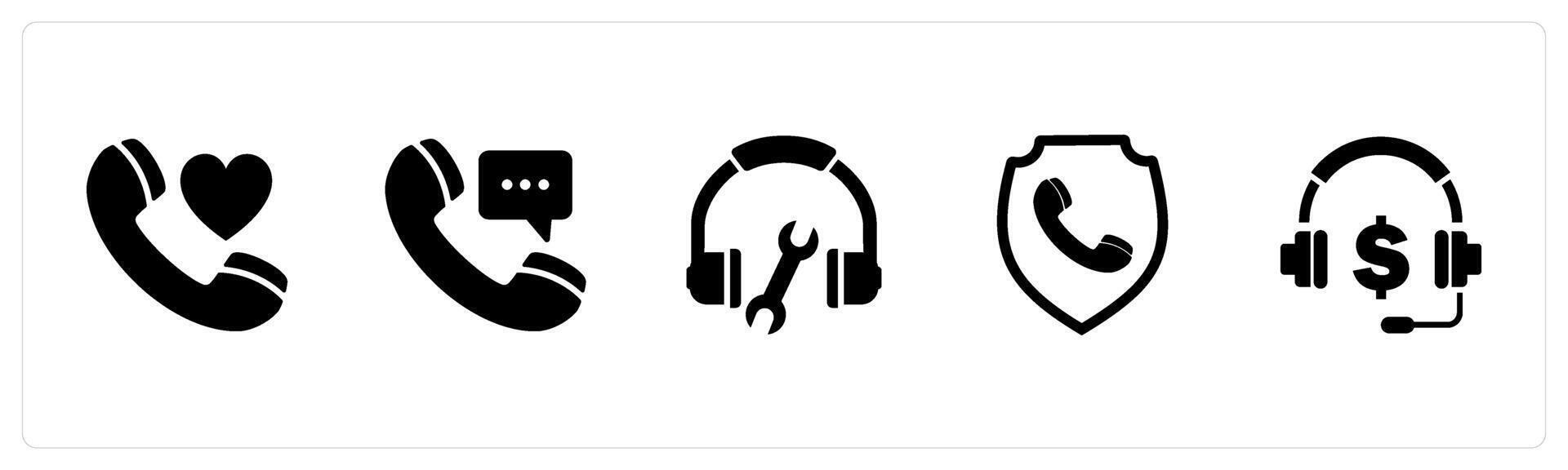 A set of 5 Contact icons as headphone location, synchronize headphone, international music vector