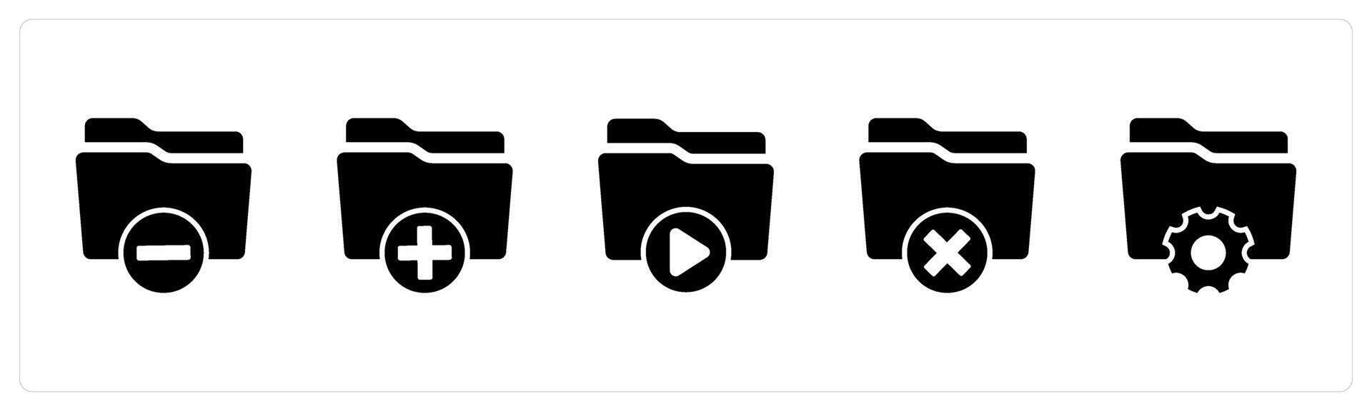 A set of 5 Document icons as remove folder, create folder, folder vector