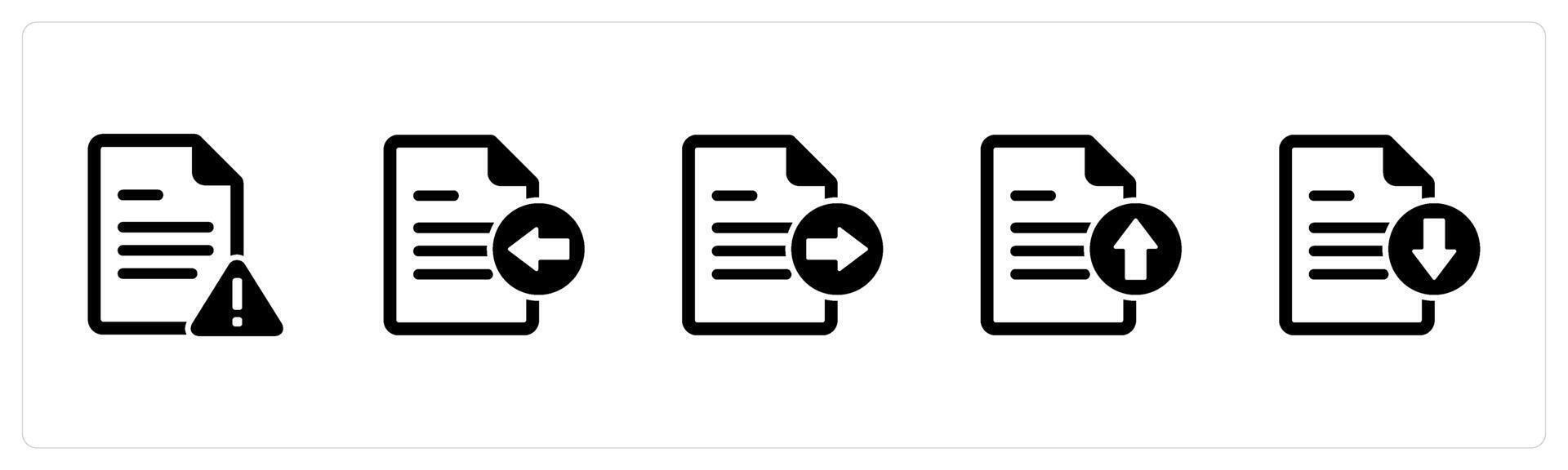 A set of 5 Document icons as page error, receive file, send file vector