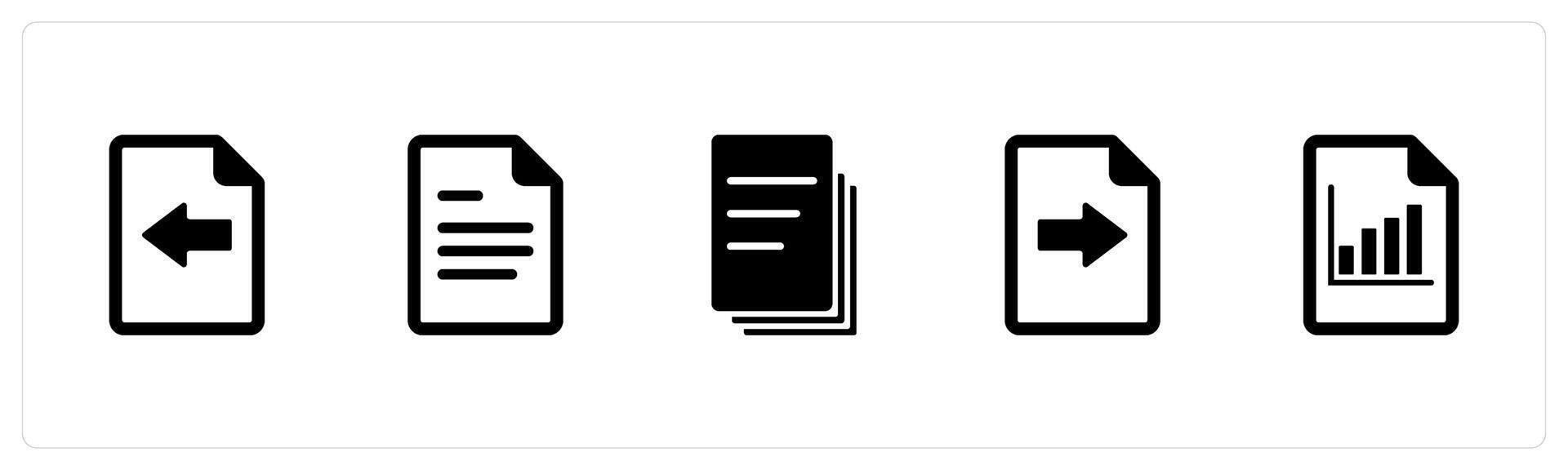 A set of 5 Document icons as receive file, document, duplicate copy vector