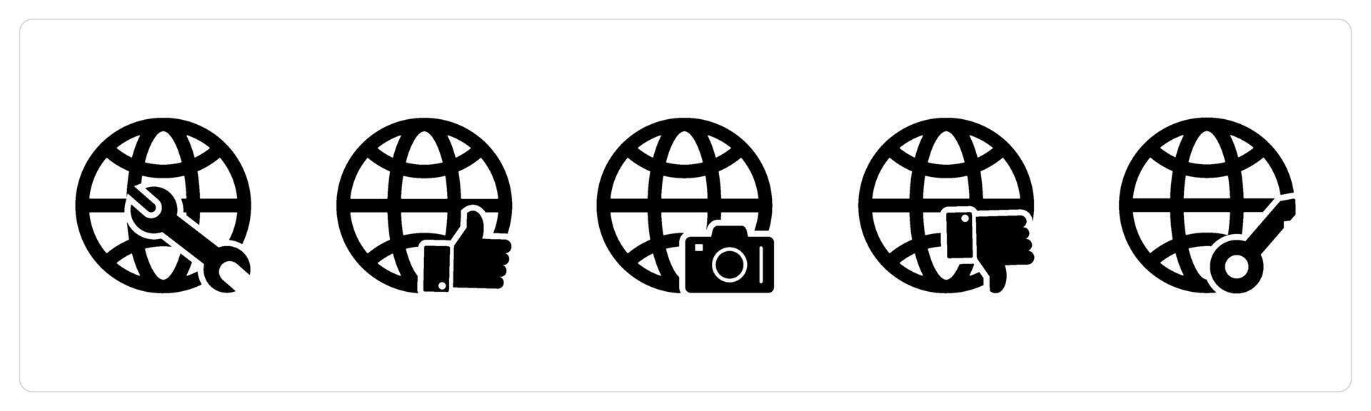 A set of 5 Internet icons as global maintenance, like global, global image vector