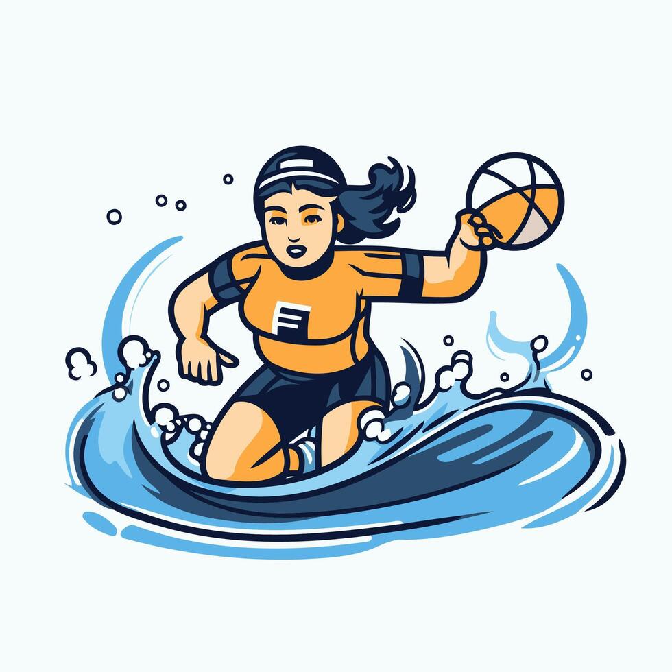 A woman playing volleyball in the ocean vector