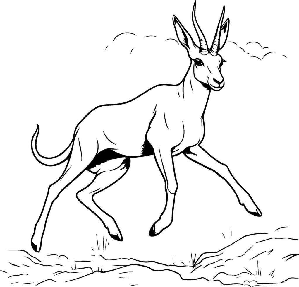 A drawing of a gazelle running on the ground vector