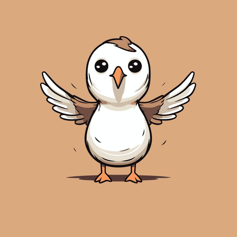 A cartoon bird with wings spread out on a brown background vector