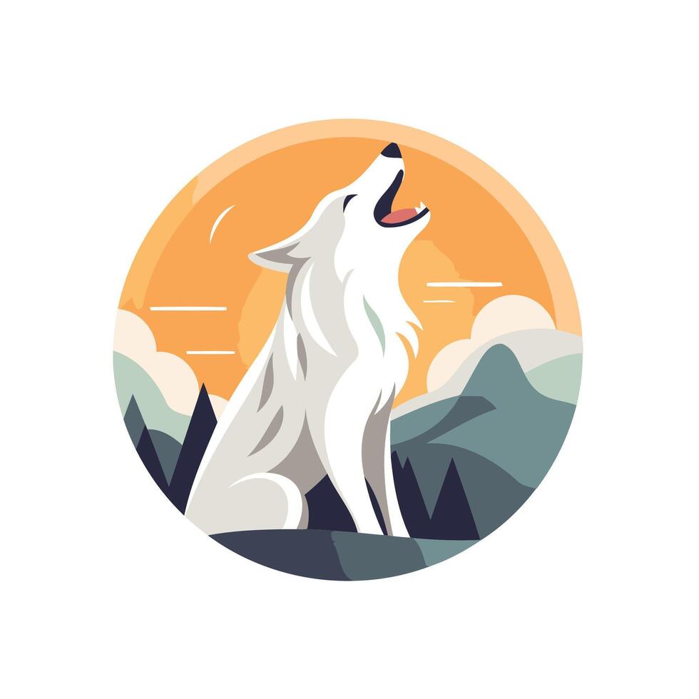 Howling wolf illustration vector