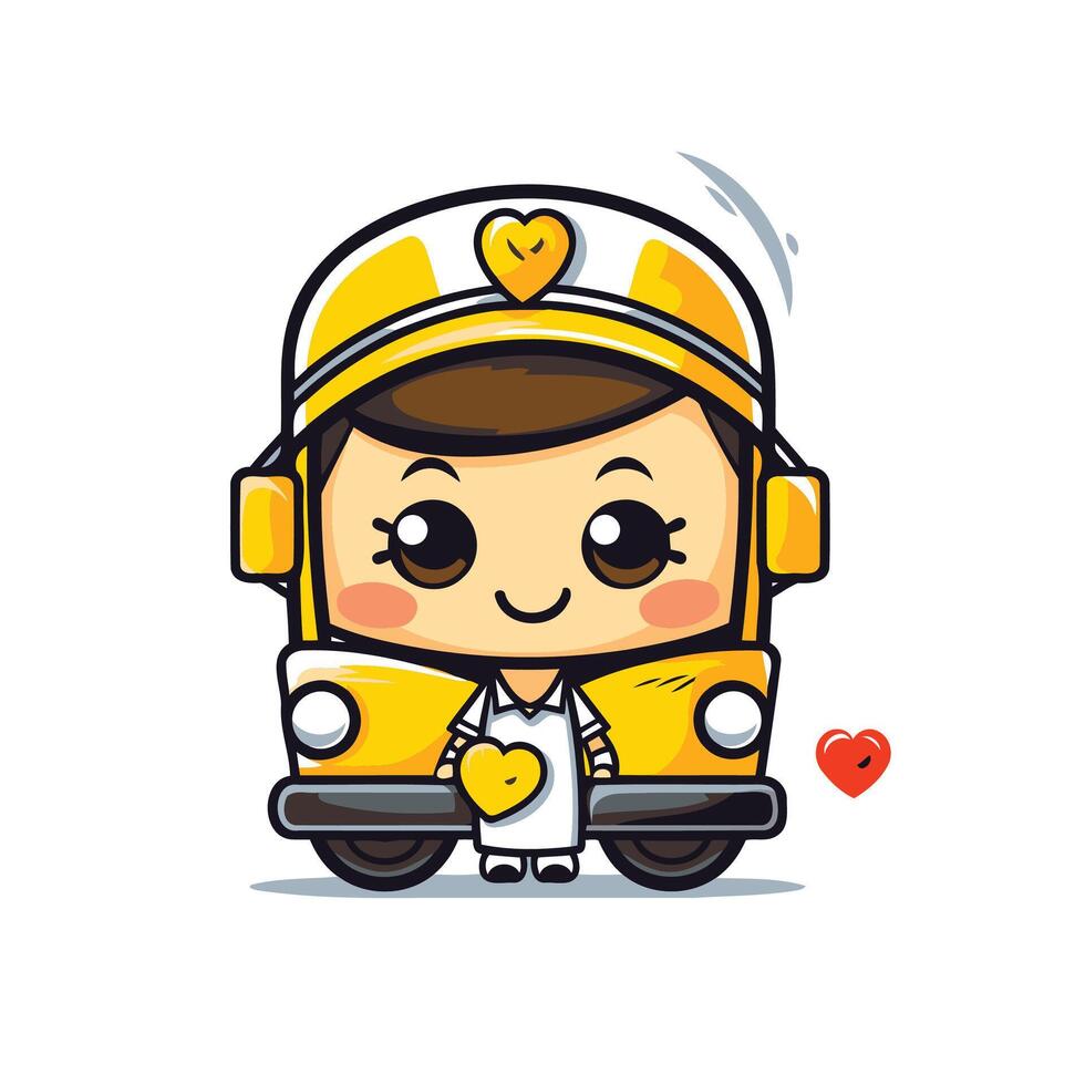 A cartoon character holding a heart shaped object vector