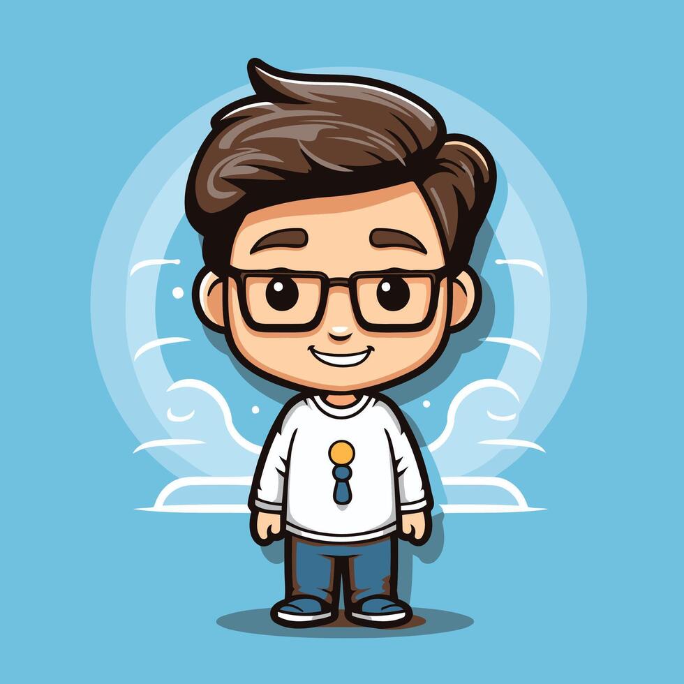 A cartoon character of a man with glasses and a tie vector