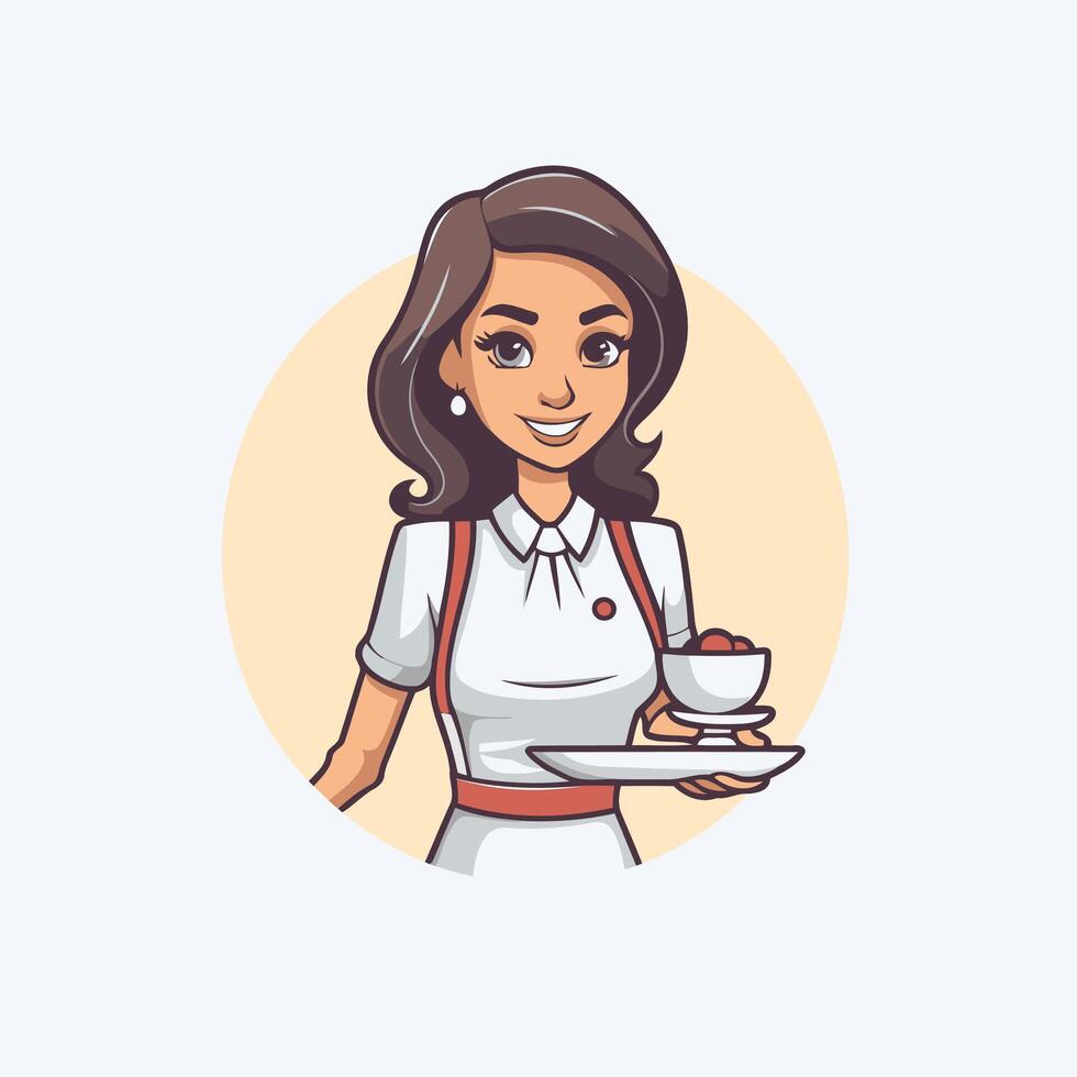 A cartoon woman with a bowl of soup vector