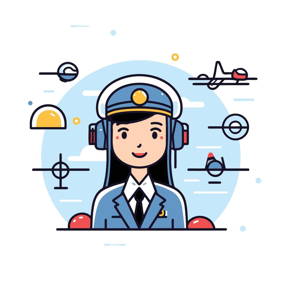 Airline pilot icon illustration vector