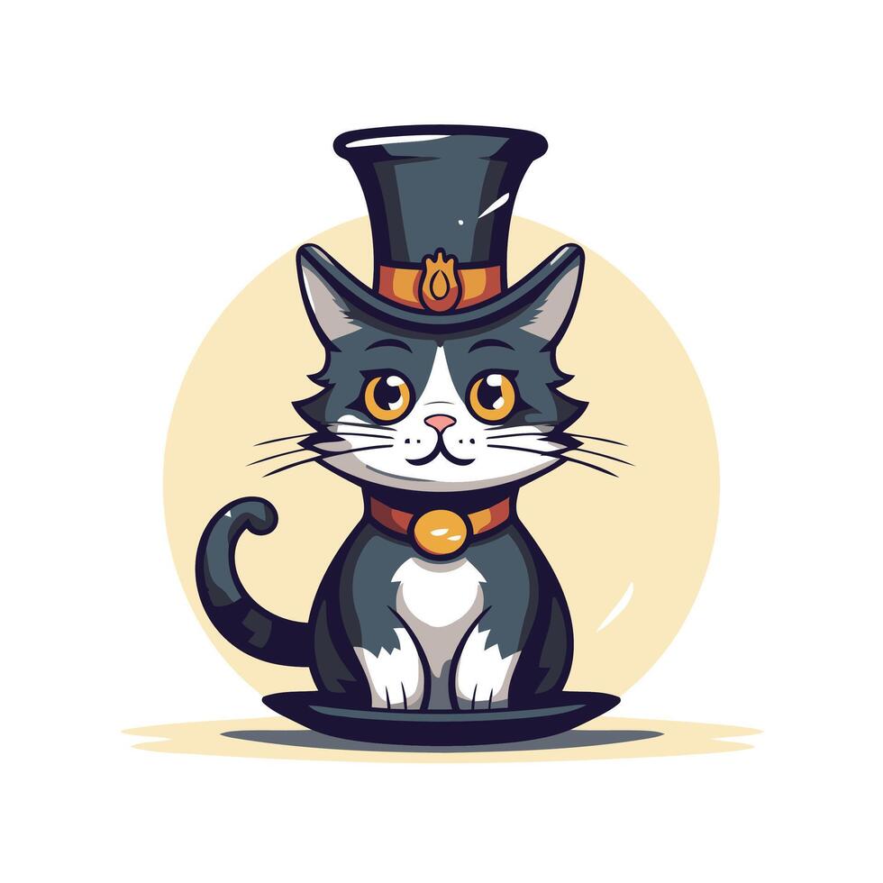 A cartoon cat wearing a top hat and collar vector