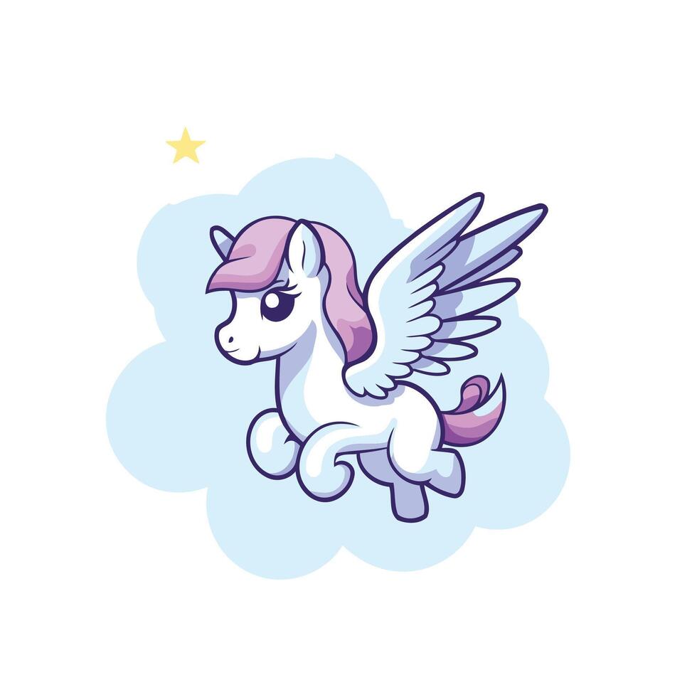 A cartoon unicorn flying in the sky vector