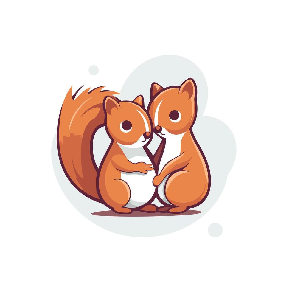 Two cute squirrels hugging each other vector