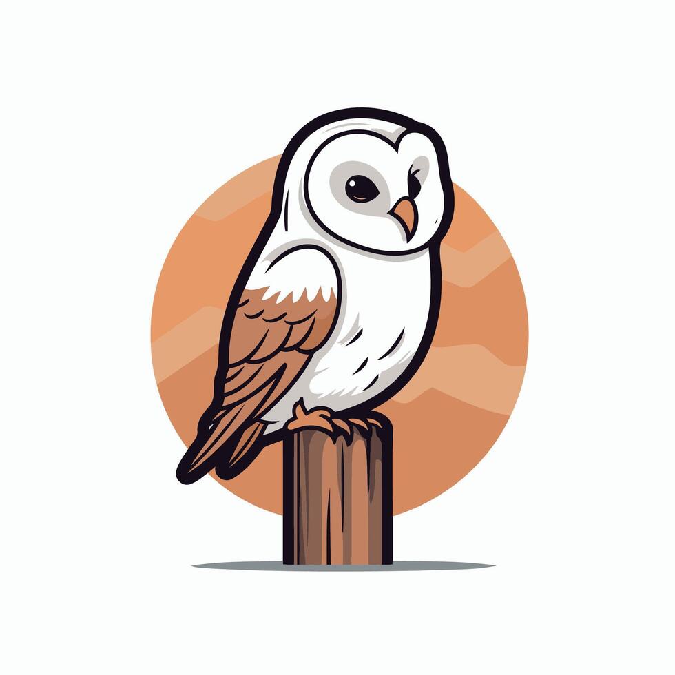 A cartoon owl sitting on a wooden post vector