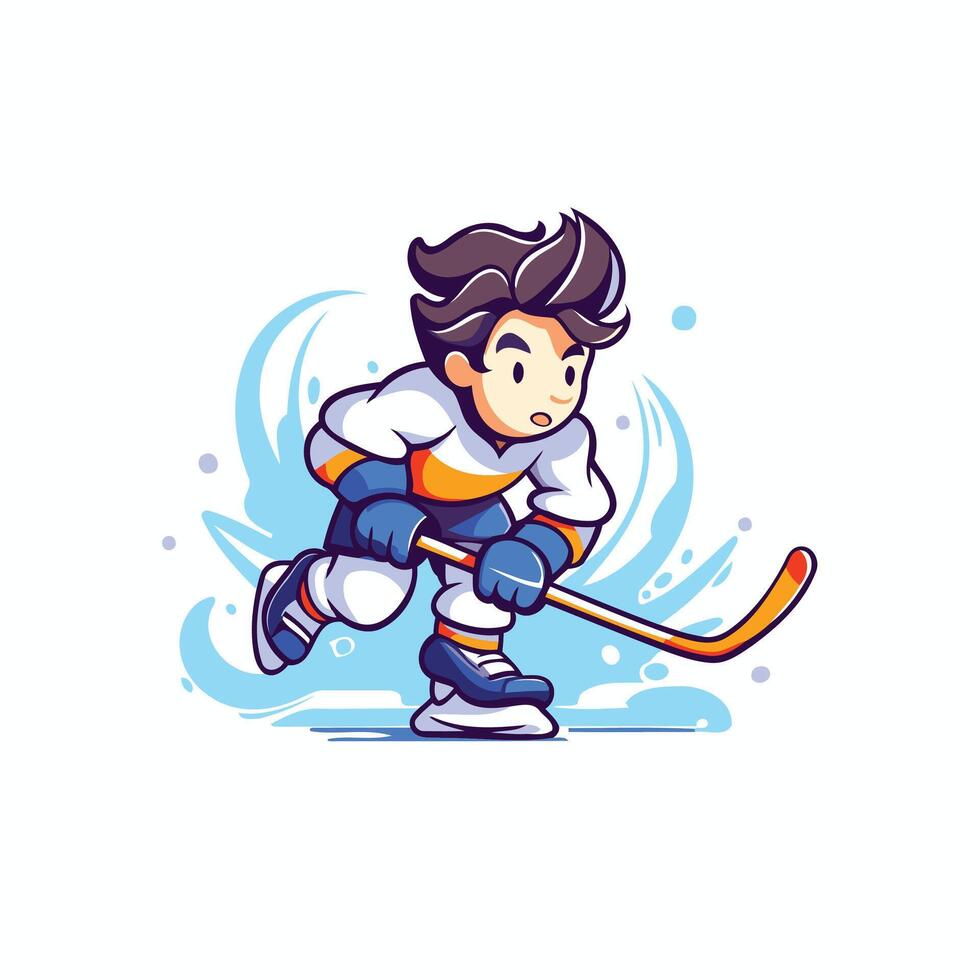 Hockey player with stick and puck illustration vector