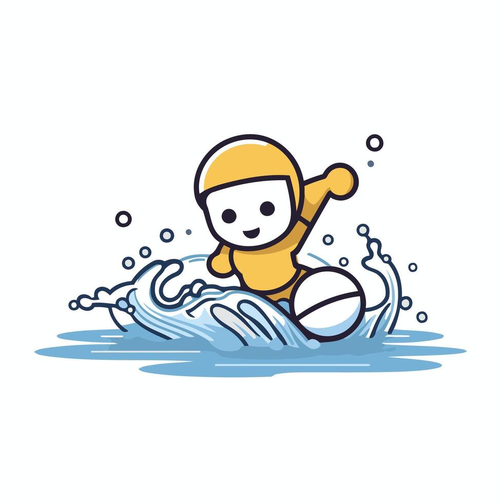 A cartoon character in a yellow suit is swimming in the water vector