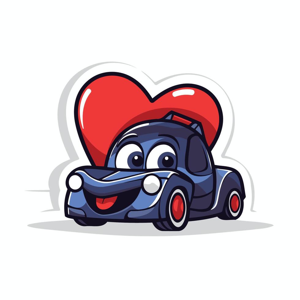 Cartoon car with heart sticker vector