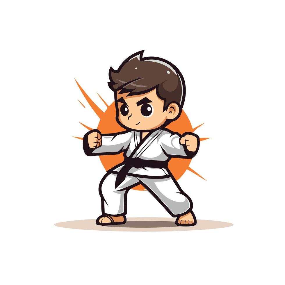 A cartoon boy in karate stance vector