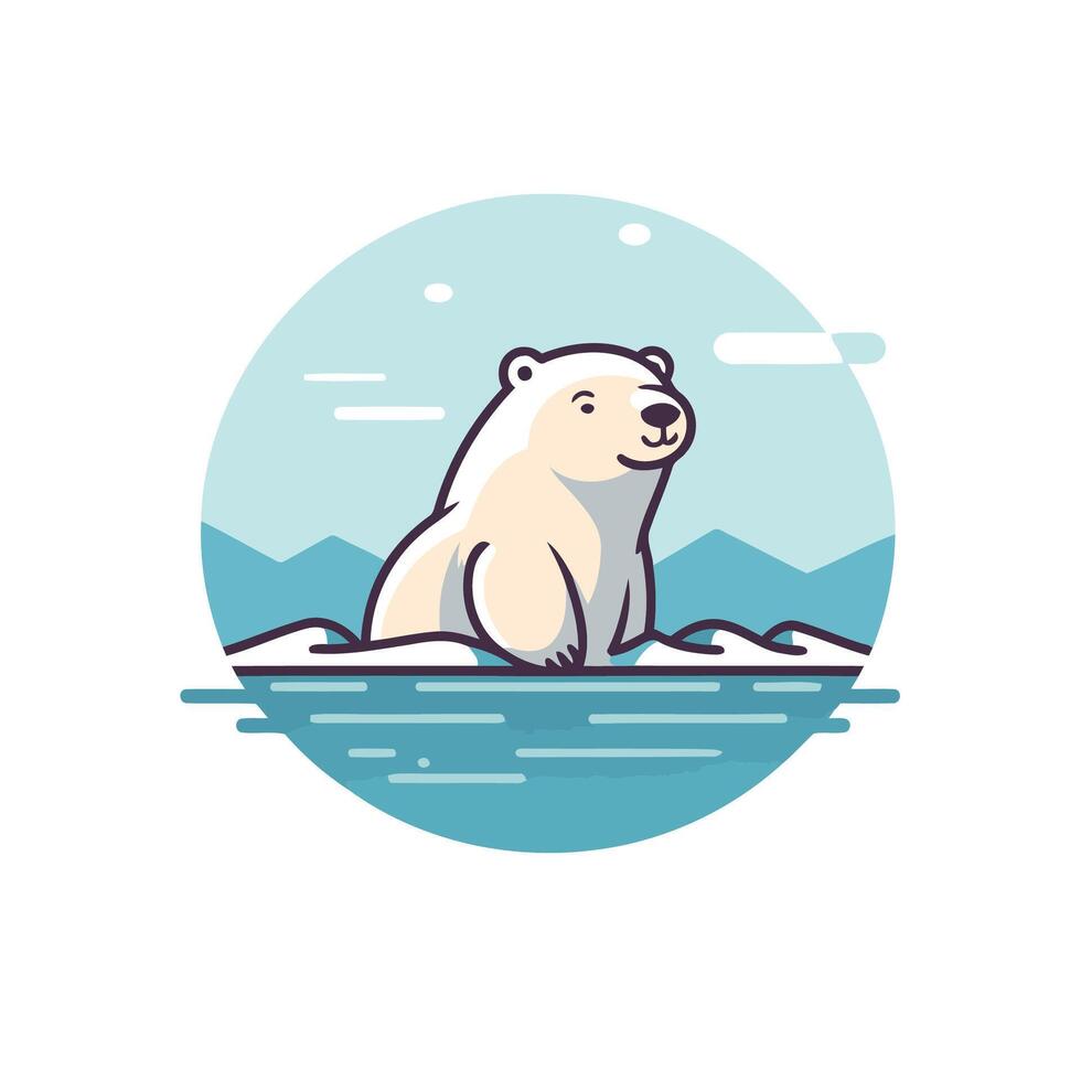 Polar bear in the water, illustration vector