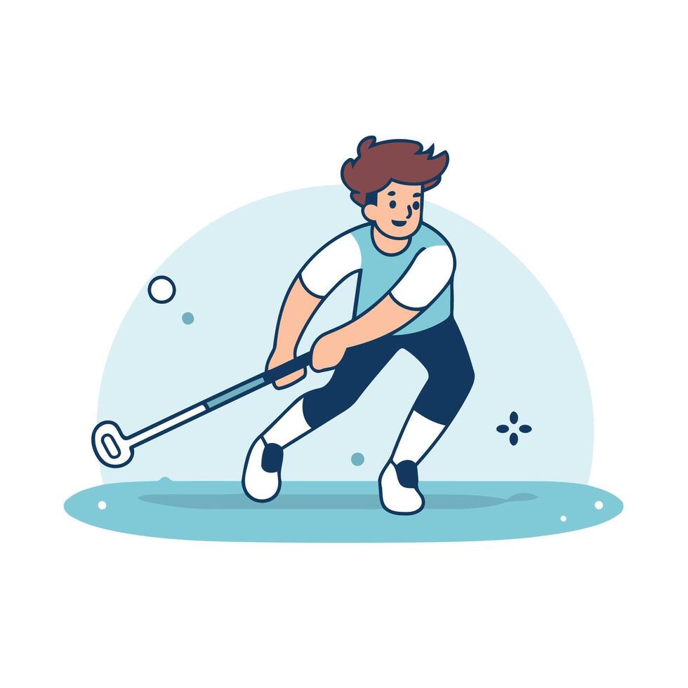 A man playing field hockey with a stick vector
