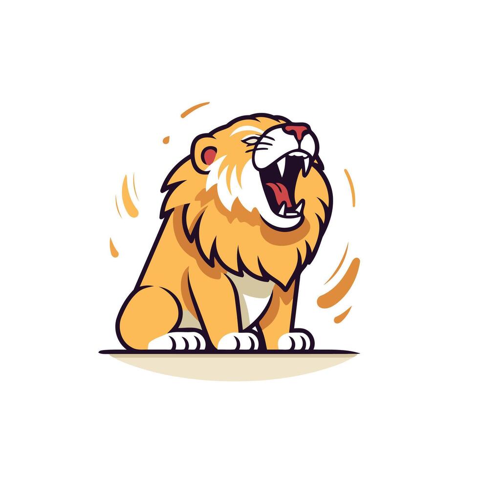 Lion roaring, cartoon lion, illustration, isolated on white background vector