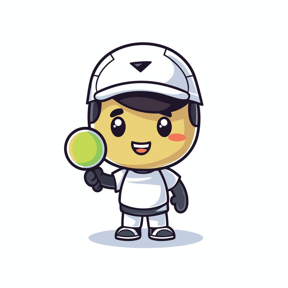 A cartoon character holding a tennis ball vector
