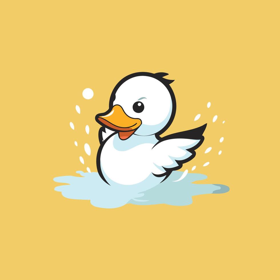 A cartoon duck swimming in the water vector