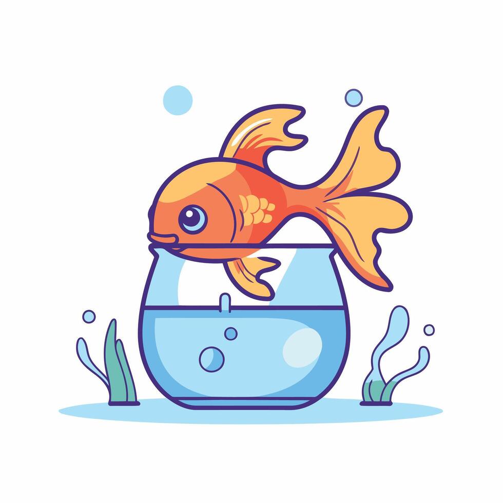 Goldfish in aquarium illustration vector