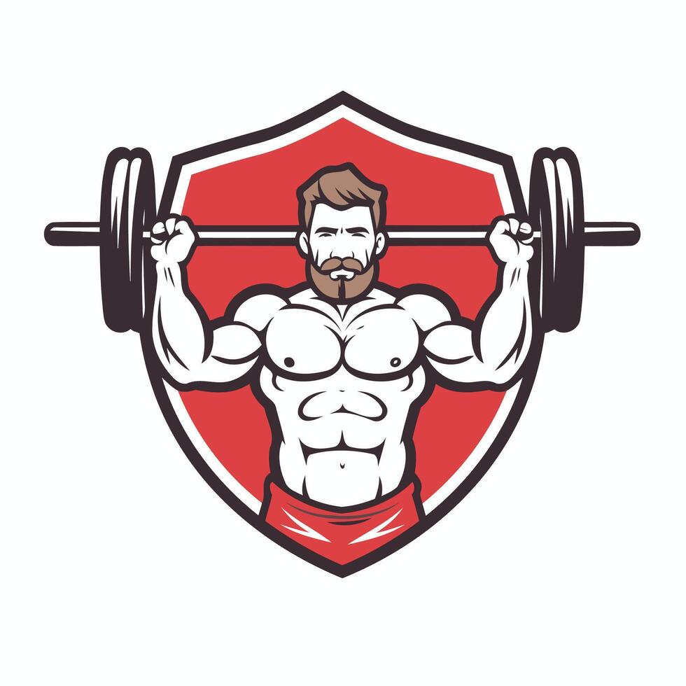 A man with a beard and a barbell vector