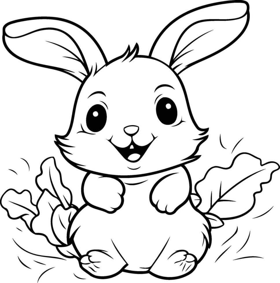 Bunny coloring pages for kids vector