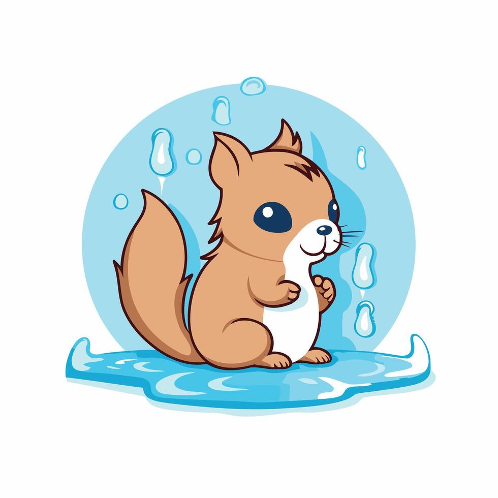 A cartoon squirrel sitting in the water vector