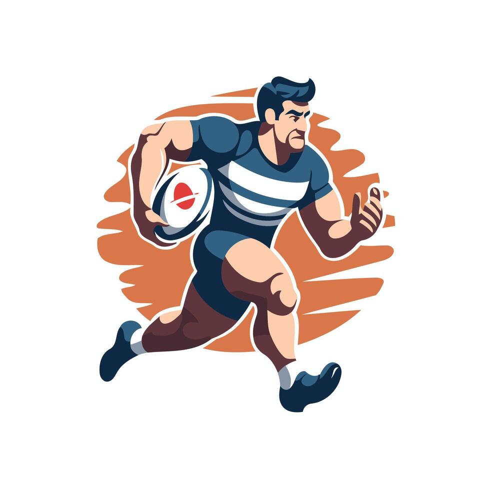 Rugby player running with ball illustration vector