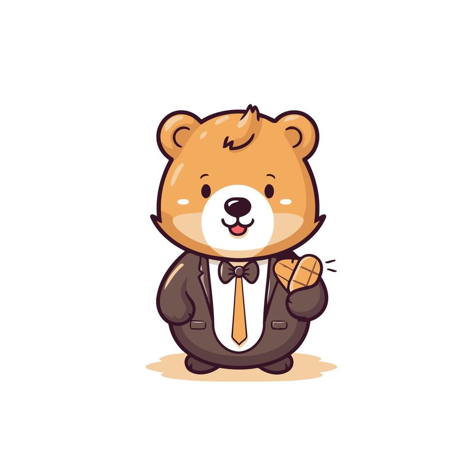 A cartoon bear wearing a suit and tie vector