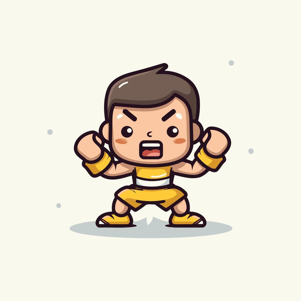 A cartoon character with a fist in the air vector
