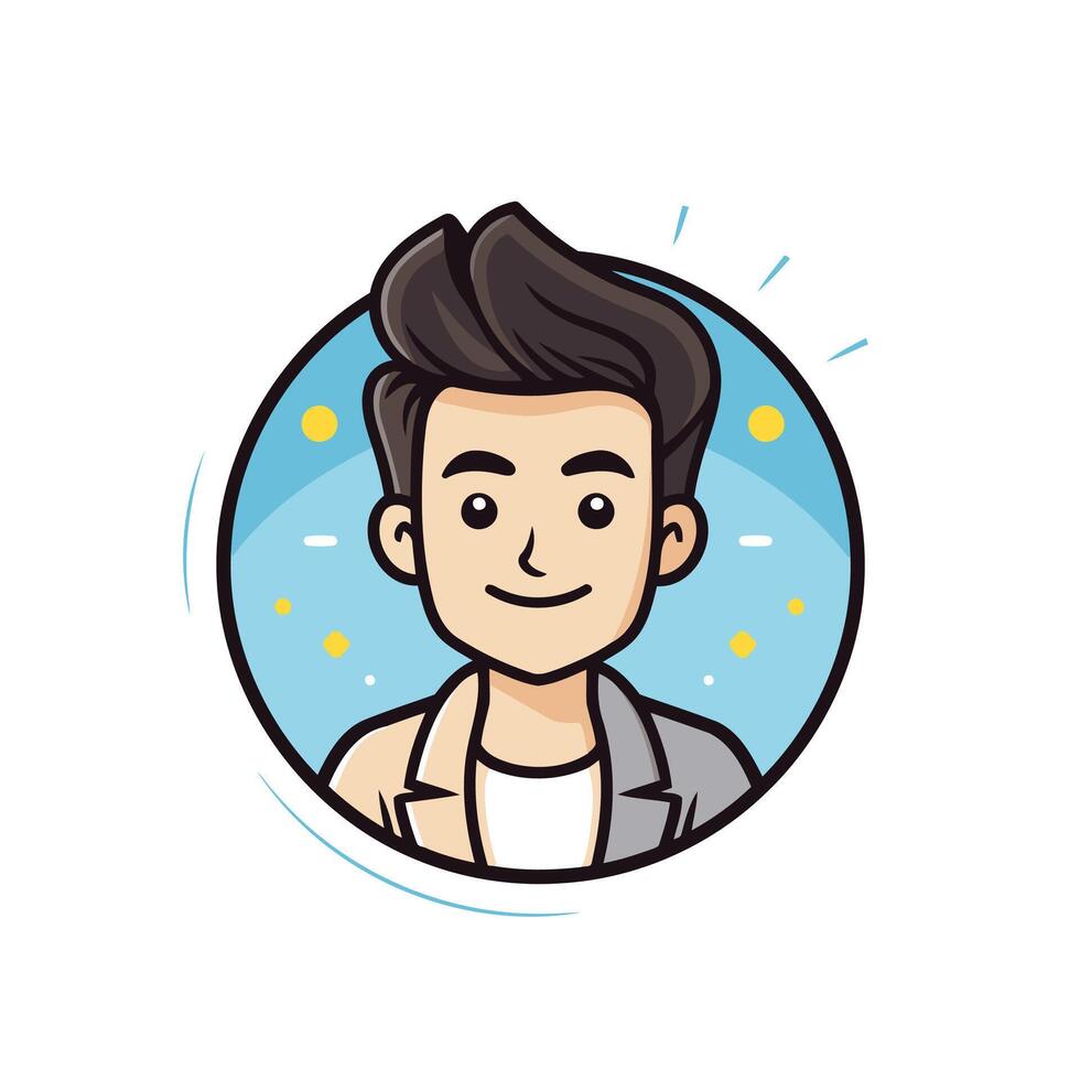 A man with a black hair and a blue shirt vector