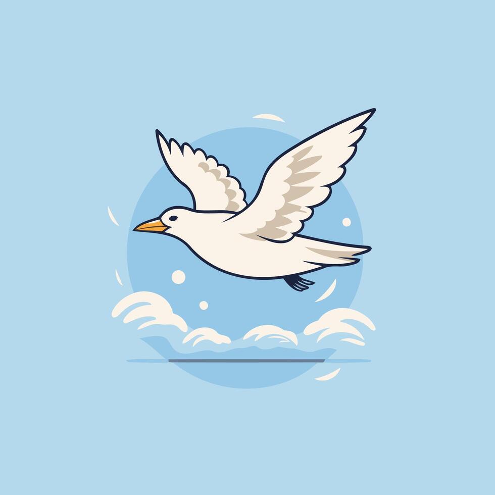 Seagull flying in the sky illustration vector