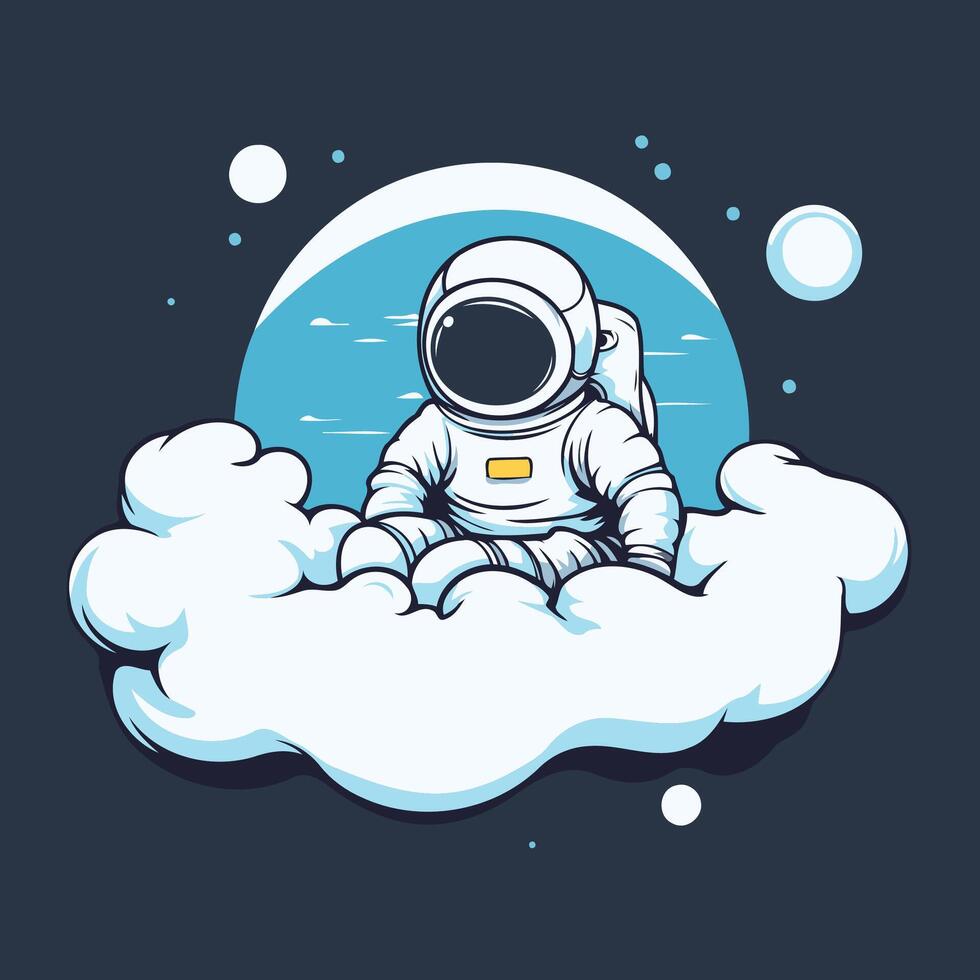 Astronaut on cloud illustration vector