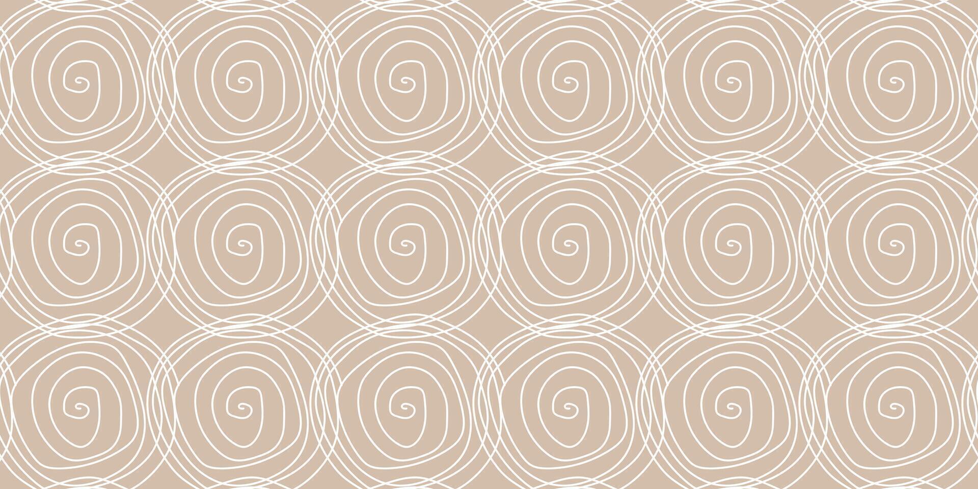 Neutrals color art abstract seamless pattern. Beige endless organic floral doodle print. Trendy neutral colors aesthetic linear circle flowers. Muted light brown texture for packing, fabric, branding vector