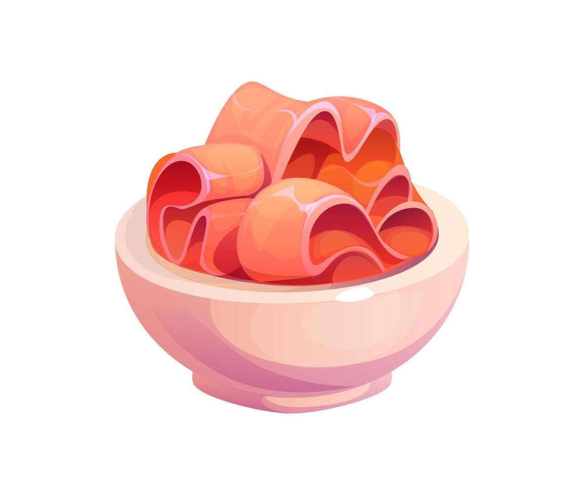 Cartoon bowl of pickled ginger for Japanese sushi vector