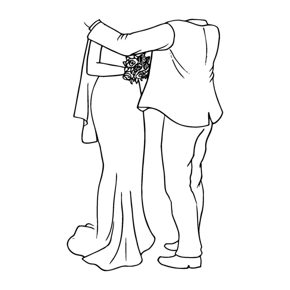 man and a woman are standing in front of each other, headless figure - hand drawn doodle vector