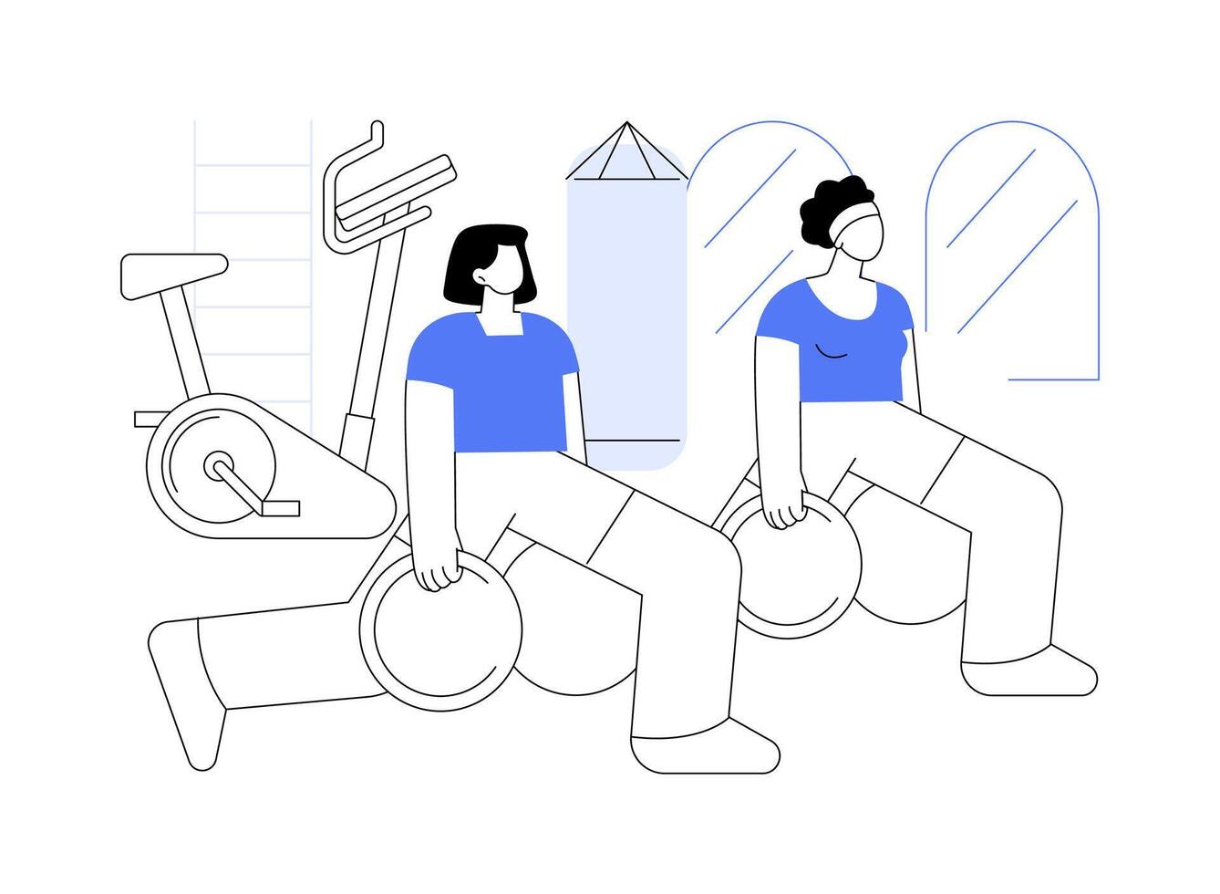 Gym workout isolated cartoon illustrations. vector