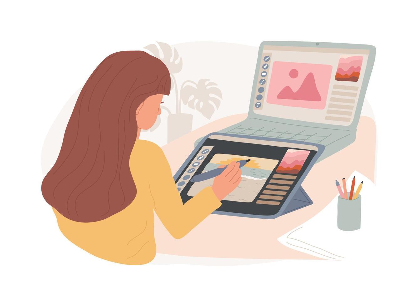 Graphic design classes isolated cartoon illustrations. vector
