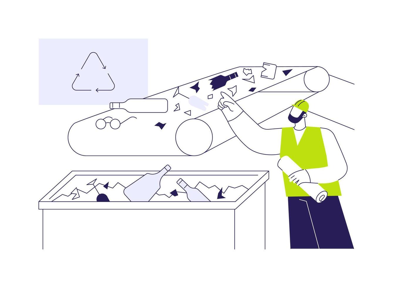Glass processing abstract concept illustration. vector
