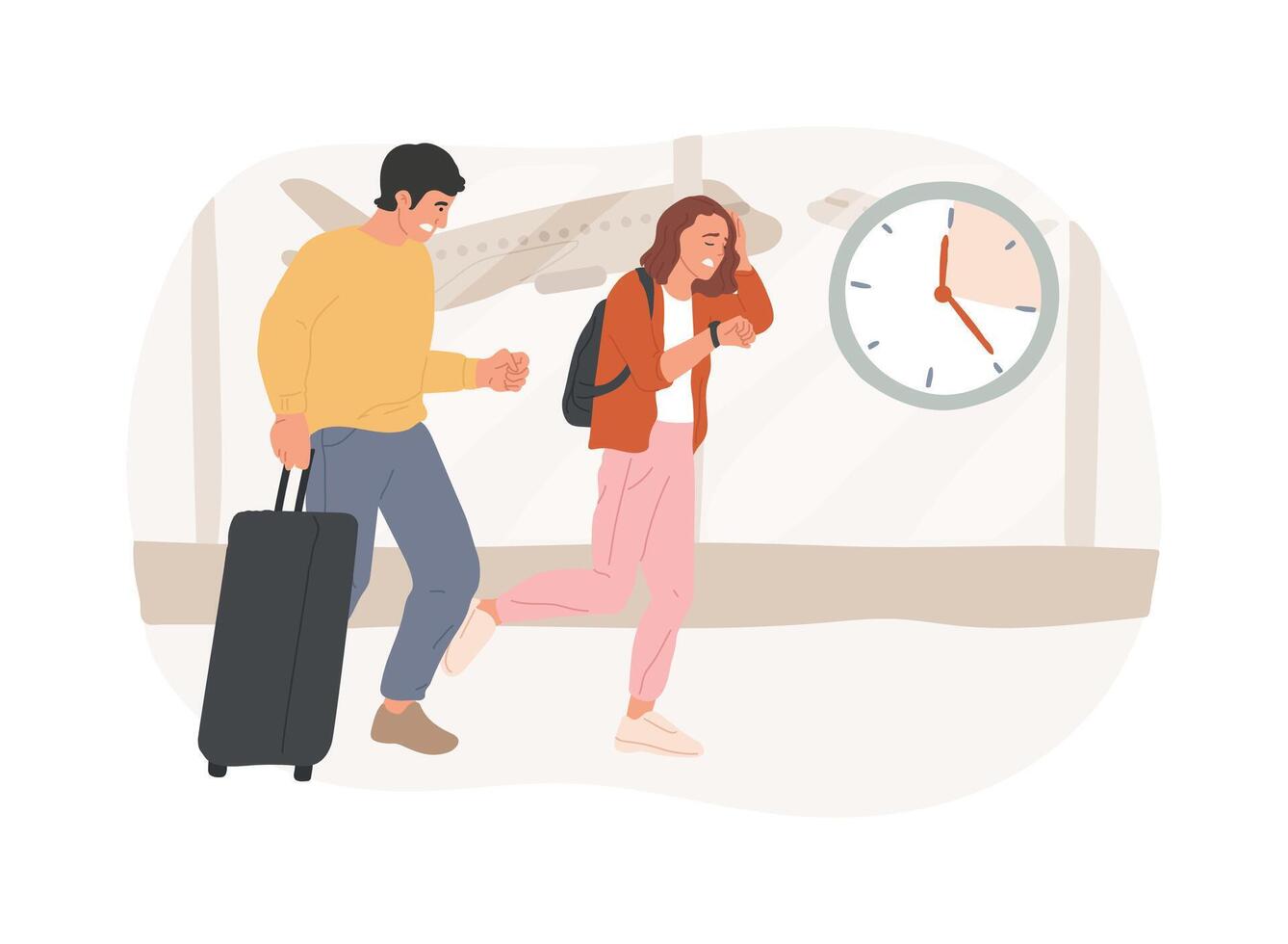 Being late for the flight isolated cartoon illustrations. vector