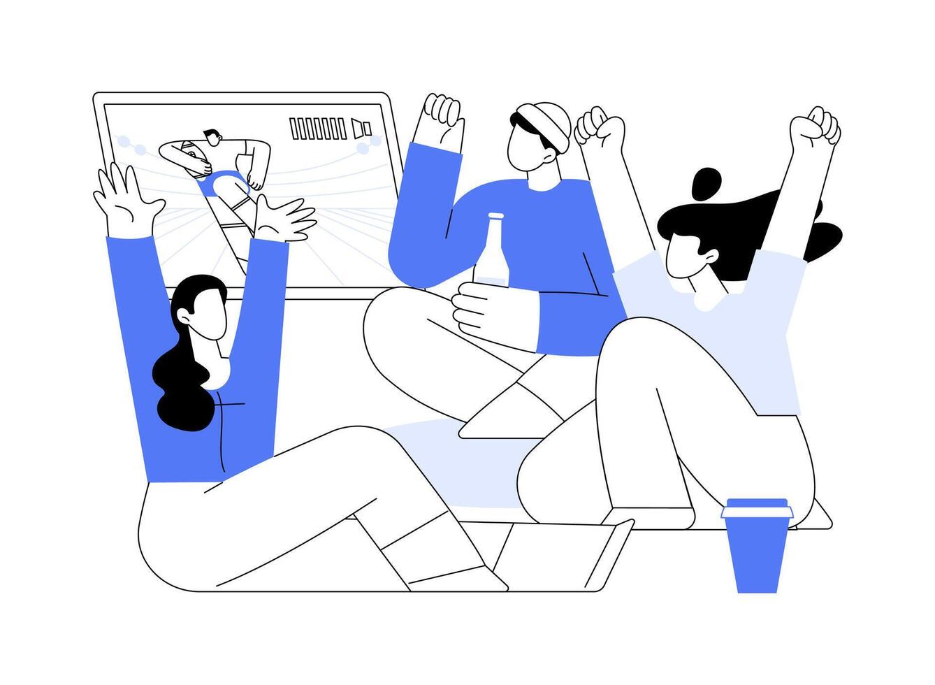 Watching game on tv isolated cartoon illustrations. vector