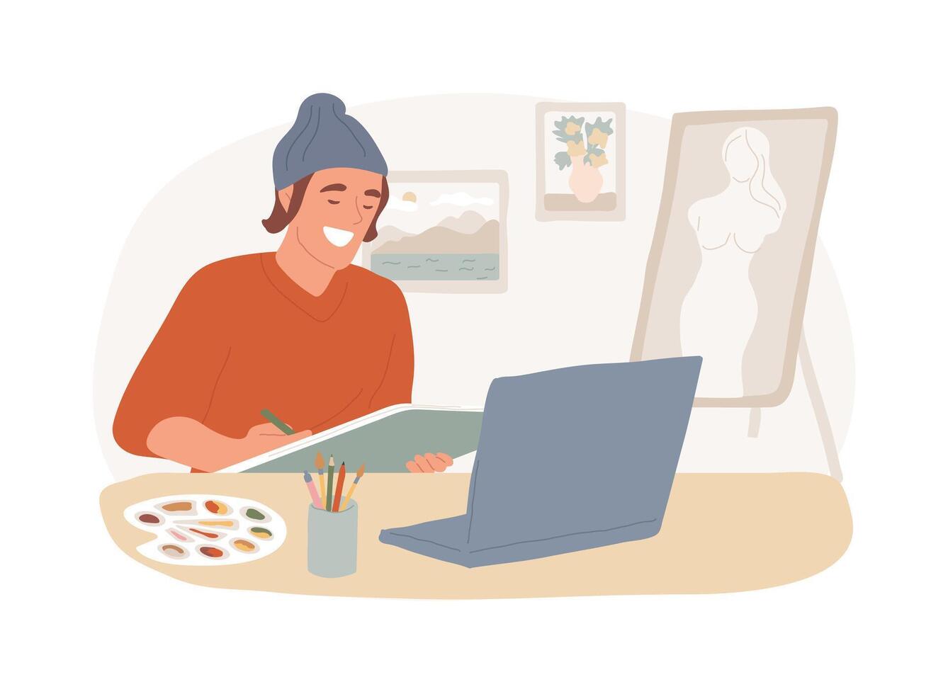 Painting classes isolated cartoon illustrations. vector