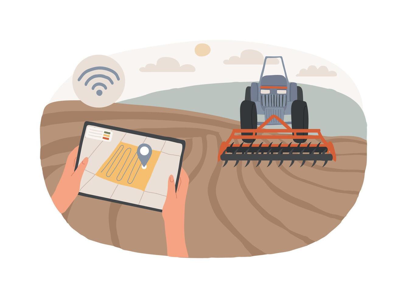 Remote machine navigation isolated cartoon illustrations. vector
