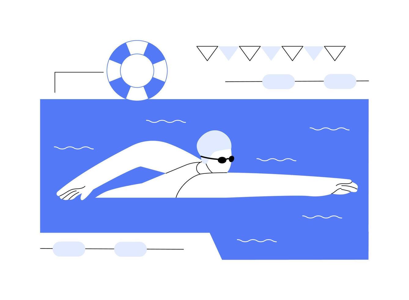 Swimming pool isolated cartoon illustrations. vector