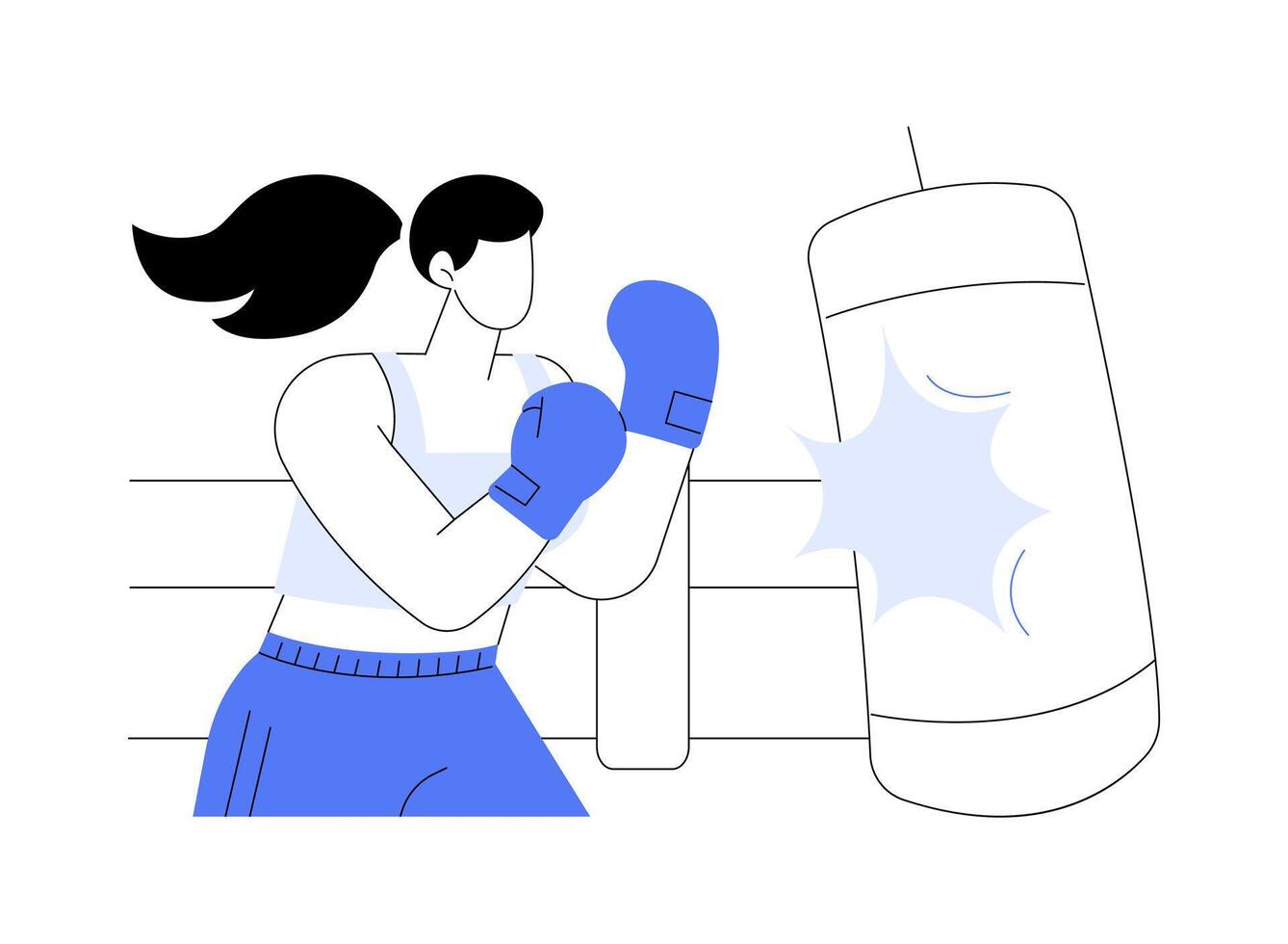 Kickboxing workout isolated cartoon illustrations. vector
