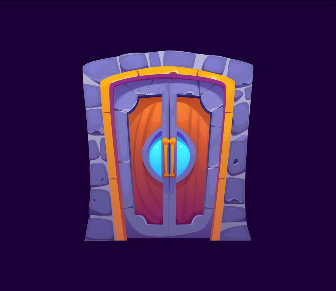 Cartoon magic portal gate door, fantasy game asset vector