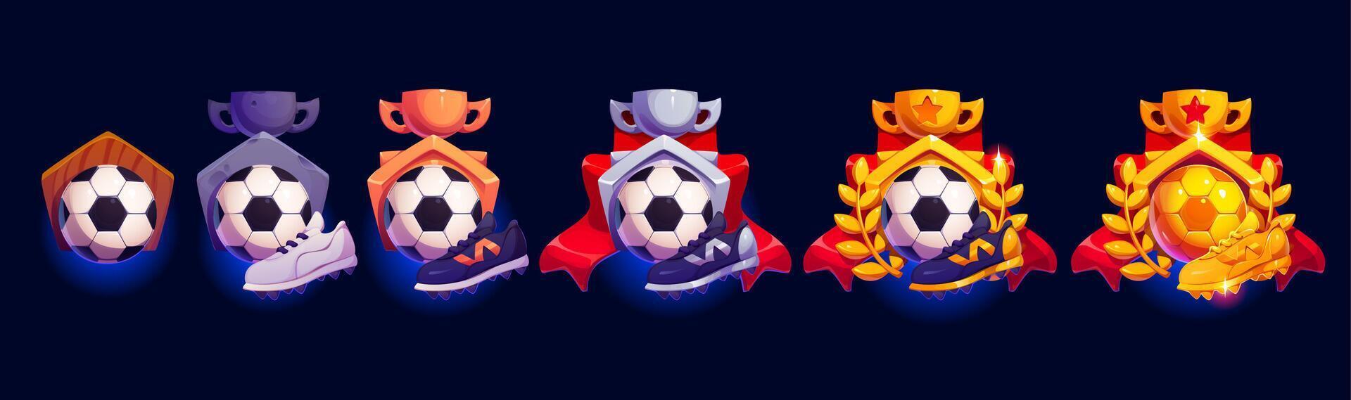European football soccer game rank award badges vector